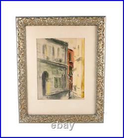 Vintage Pirate Alley Street Scene Watercolor Painting Signed Illegible