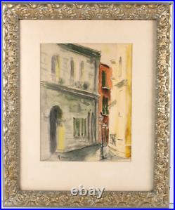Vintage Pirate Alley Street Scene Watercolor Painting Signed Illegible