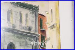 Vintage Pirate Alley Street Scene Watercolor Painting Signed Illegible
