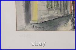 Vintage Pirate Alley Street Scene Watercolor Painting Signed Illegible