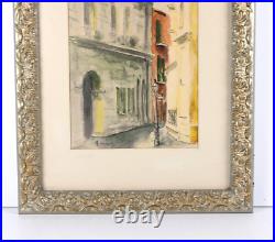 Vintage Pirate Alley Street Scene Watercolor Painting Signed Illegible