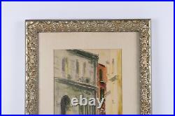 Vintage Pirate Alley Street Scene Watercolor Painting Signed Illegible