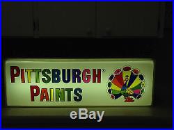 Vintage Pittsburgh Paints 3' Lighted Electric Advertising Sign NOS Peacock