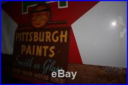 Vintage Pittsburgh Paints Flange Sign, Rare Version, Antique Advertising