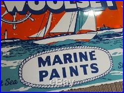 Vintage Porcelain 34 x 22 Woolsey Marine Paints Company Enamel Sign