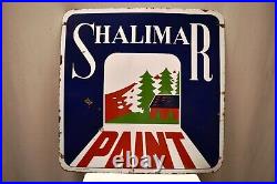 Vintage Porcelain Enamel Sign Shalimar Paints Advertising Depicting Icy Area