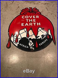 Vintage Porcelain Sherwin Williams Paint Sign Cover The Earth Africa Europe