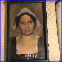 Vintage Portrait Of A Female Oil On Board Painting #1- Signed And Framed