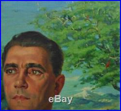 Vintage Portrait Oil Painting Military Gentleman Man Signed Listed Artist