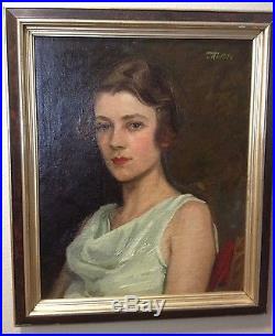 Vintage Portrait Painting Listed Signed Trubee (John 1895-1964 NY) Orig. Frame