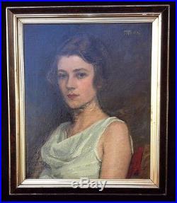 Vintage Portrait Painting Listed Signed Trubee (John 1895-1964 NY) Orig. Frame