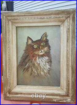 Vintage Portrait Painting of a Cat signed Premier Framed Instant Cat Relatives