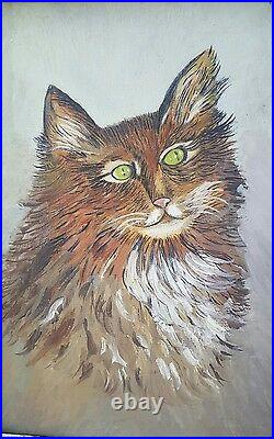 Vintage Portrait Painting of a Cat signed Premier Framed Instant Cat Relatives