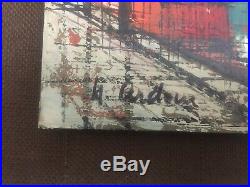 Vintage Post Impressionist 1950s Oil Painting Cityscape Signed