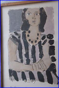 Vintage Post Modern Modernist OutsiderArt Painting Woman Portrait Signed Framed