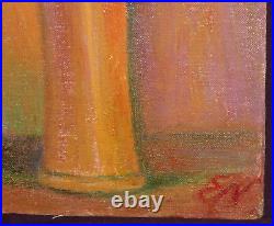 Vintage Post impressionist oil painting still life with flowers signed
