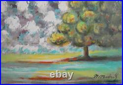 Vintage Postimpressionist Landscape Tree Oil Painting Signed