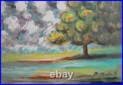 Vintage Postimpressionist Landscape Tree Oil Painting Signed