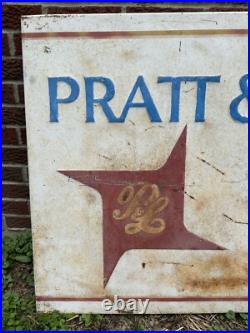Vintage Pratt & Lambert Paint Painted Steel Sign 58 x 34 Beautiful Thick Metal