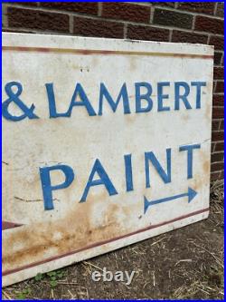 Vintage Pratt & Lambert Paint Painted Steel Sign 58 x 34 Beautiful Thick Metal