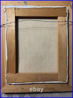 Vintage Primitive/Folk Art Landscape With Figures Oil Painting Signed/Framed