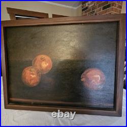 Vintage Primitive Folk Art Signed Still Life Fruit Helen Thornsberry Realism