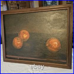 Vintage Primitive Folk Art Signed Still Life Fruit Helen Thornsberry Realism