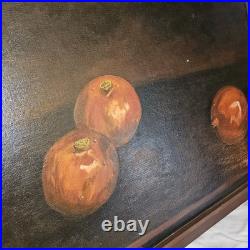 Vintage Primitive Folk Art Signed Still Life Fruit Helen Thornsberry Realism