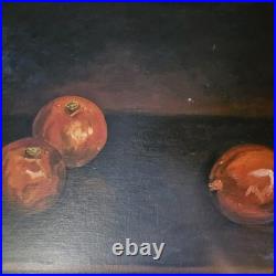 Vintage Primitive Folk Art Signed Still Life Fruit Helen Thornsberry Realism