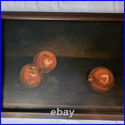 Vintage Primitive Folk Art Signed Still Life Fruit Helen Thornsberry Realism