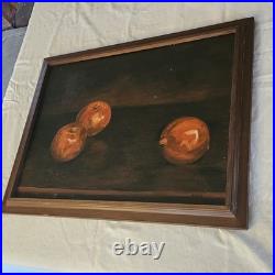 Vintage Primitive Folk Art Signed Still Life Fruit Helen Thornsberry Realism