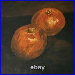 Vintage Primitive Folk Art Signed Still Life Fruit Helen Thornsberry Realism