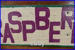 Vintage Primitive RASPBERRIES Hand Painted Double Sided Arrow Advertising Sign