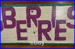 Vintage Primitive RASPBERRIES Hand Painted Double Sided Arrow Advertising Sign