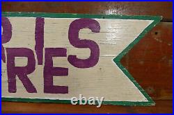 Vintage Primitive RASPBERRIES Hand Painted Double Sided Arrow Advertising Sign
