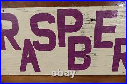 Vintage Primitive RASPBERRIES Hand Painted Double Sided Arrow Advertising Sign