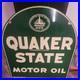 Vintage QUAKER STATE MOTOR OIL Tombstone 2-Sided Painted Sign 26-1/2 x 29 USA