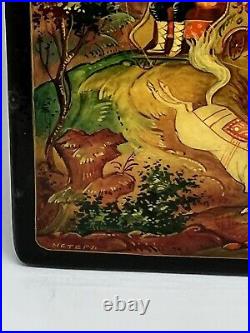 Vintage RUSSIAN Troika Lacquer Box Hand Painted USSR early 1970's signed