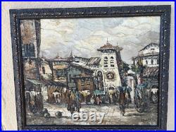 Vintage R. Birchard Original Oil Painting Spanish Town Signed, Framed, COA