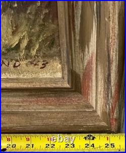 Vintage R. Neubrand Signed Oil Painting Cabin in Forest 1943 Landscape Art