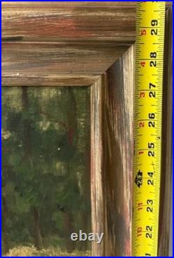 Vintage R. Neubrand Signed Oil Painting Cabin in Forest 1943 Landscape Art