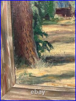 Vintage R. Neubrand Signed Oil Painting Cabin in Forest 1943 Landscape Art