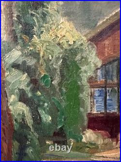 Vintage R. Neubrand Signed Oil Painting Cabin in Forest 1943 Landscape Art