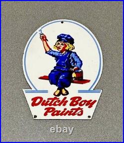 Vintage Rare 12 Dutch Boy Paints Porcelain Sign Car Gas Oil Truck