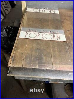 Vintage Rare Old Original Hot Fresh Popcorn Machine Reverse Painted Glass Signs