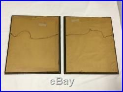 Vintage Rare Original Eric Gill Art Deco Hawaiian Airbrush Painting Pair MCM