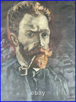 Vintage Rare Self Portrait VINCENT VAN GOGH, Oil on Canvas Signed Vincent