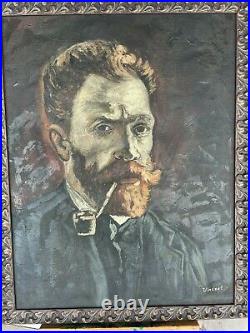 Vintage Rare Self Portrait VINCENT VAN GOGH, Oil on Canvas Signed Vincent