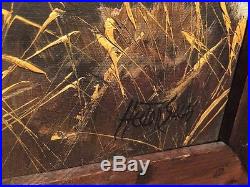 Vintage Rare Signed HECTOR SALAS Barn Barn House Original Painting Wood Frame