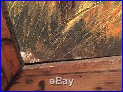 Vintage Rare Signed HECTOR SALAS Barn Barn House Original Painting Wood Frame